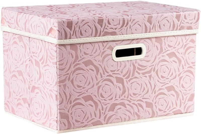 PRANDOM Collapsible Storage Boxes with Lids Fabric Decorative Storage Bins Cubes Organizer Containers Baskets with Cover Handles Divider for Bedroom Closet Living Room 14.9x9.8x9.8 Inch 1 Pack - Image 1