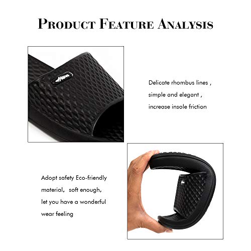 FUNKYMONKEY Womens Bathroom Shower Slippers Indoor Home Beach Non Slip Sandal (10 M US, Black) - Image 5