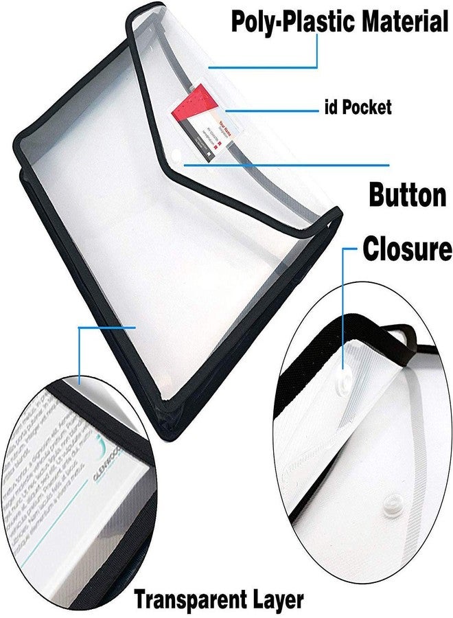 TULMAN 2 Pack A4 Size Document Organizer Transparent Project Envelope Folder with Snap Button Closure - Image 3