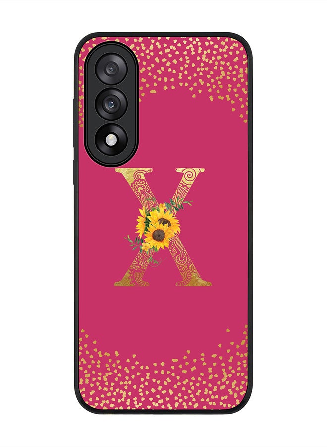 Stylizedd For OnePlus Nord 5 / Ace 5 Ultra Case,Slim fit Camera Protection, Shockproof Thin Phone cover  - Custom Floral Monogram - X ( Deep Pink )