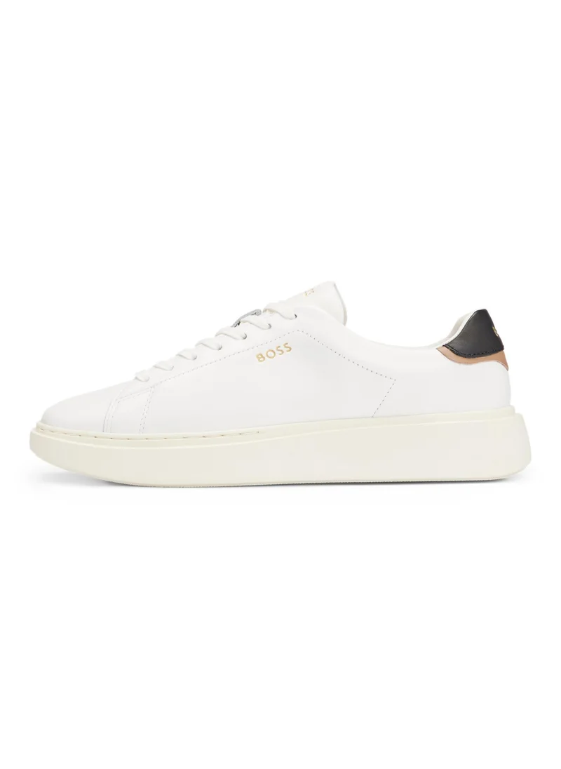 بوس Lace-up trainers in leather with logo details