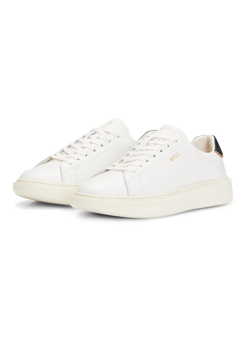 بوس Lace-up trainers in leather with logo details