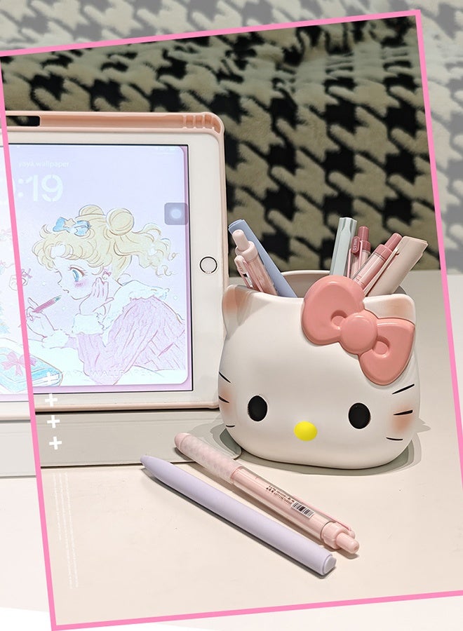 هالو كيتي حامل أقلام رصاص لطيف، منظم أدوات مكتبية للدراسة، حامل فرش مكياج، منظم لوازم مكتبية (قطة KT) - Image 4