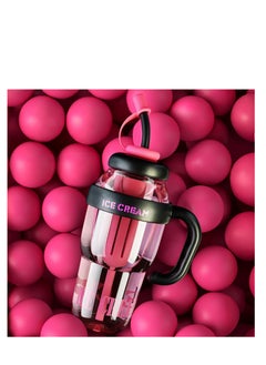 SYOSI Pink Water Bottle with Handle and Straw, Large Water Bottles for Girls with Straw and Straw Cap, Reusable and Eco-friendly, Carrying Convenience, 34oz Gym Sports Water Bottle  - Image 5