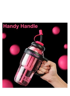 SYOSI Pink Water Bottle with Handle and Straw, Large Water Bottles for Girls with Straw and Straw Cap, Reusable and Eco-friendly, Carrying Convenience, 34oz Gym Sports Water Bottle  - Image 3