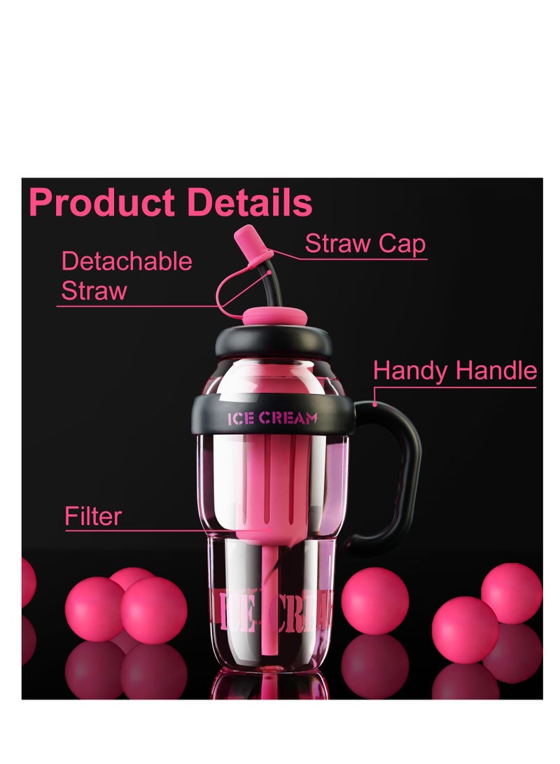 SYOSI Pink Water Bottle with Handle and Straw, Large Water Bottles for Girls with Straw and Straw Cap, Reusable and Eco-friendly, Carrying Convenience, 34oz Gym Sports Water Bottle  - Image 2