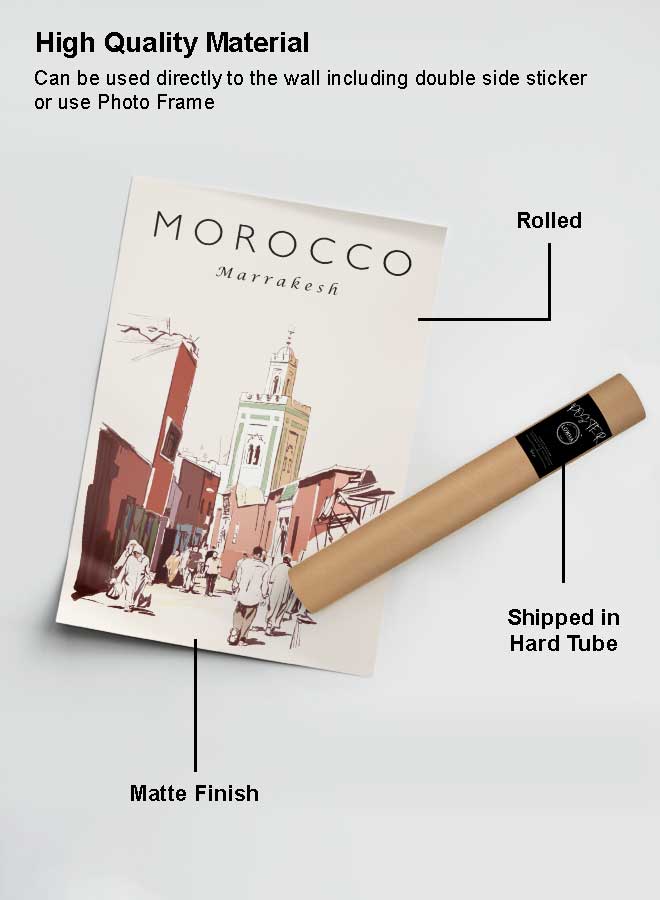LOWHA Poster Painting Art With Four Separate Pieces Of Double-Sided Stickers Morocco Marrakesh For Home Bedroom Living Room And Office Decor  - Image 2
