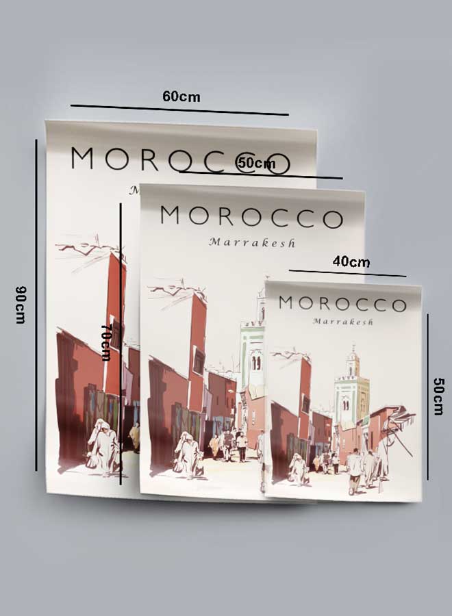 LOWHA Poster Painting Art With Four Separate Pieces Of Double-Sided Stickers Morocco Marrakesh For Home Bedroom Living Room And Office Decor  - Image 4