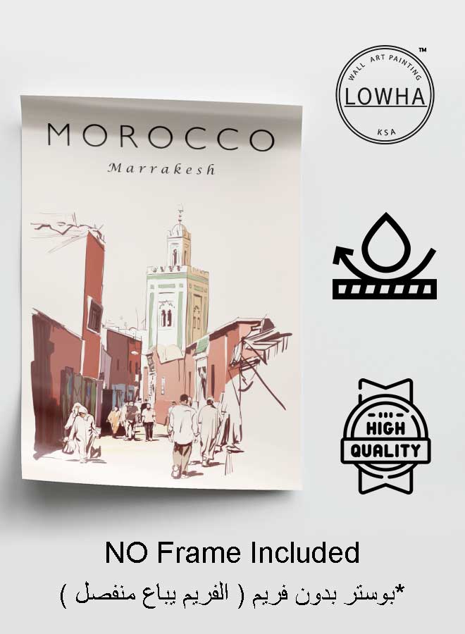 LOWHA Poster Painting Art With Four Separate Pieces Of Double-Sided Stickers Morocco Marrakesh For Home Bedroom Living Room And Office Decor  - Image 3