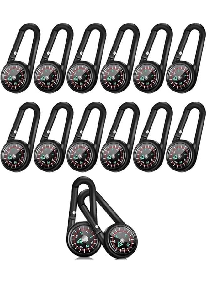X spring Mini Compass Keychain 12pcs Outdoor Navigation Tool Compact Travel Compass for Emergency Kits Ideal for Hikers and Adventurers - Image 1
