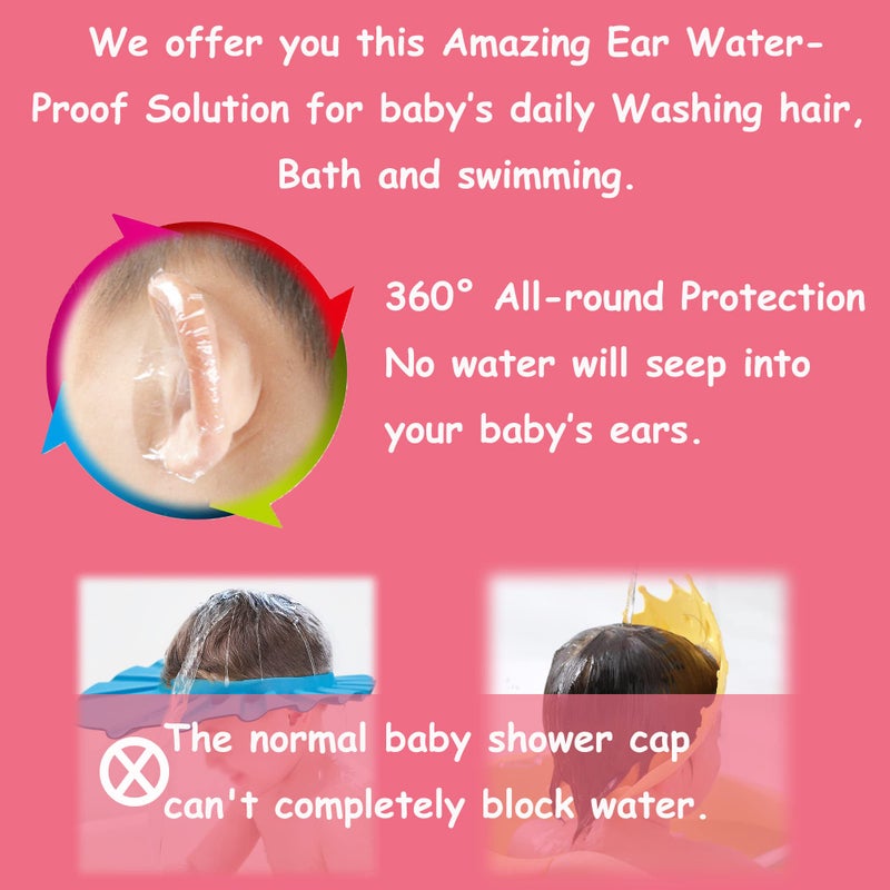 saicheek 60-Pack Baby Shower Ear Covers Baby Waterproof Ear Tapes Bath Protection Ear Covers for Kids Shower Swimming Use,Transparent Adhesive Ear Covers - Image 4