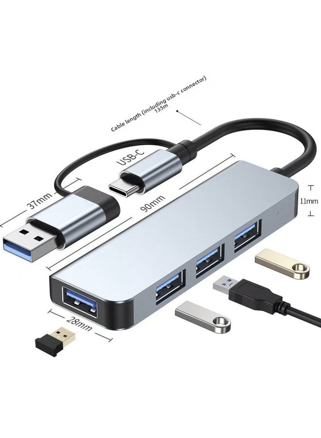 Type-c Docking Station 8-in -1 Multifunctional USB3.0 Docking Station 100 Megabit Network Port USB Splitter With Card Reader-Color:[double Head] Four-in-one  - Image 1