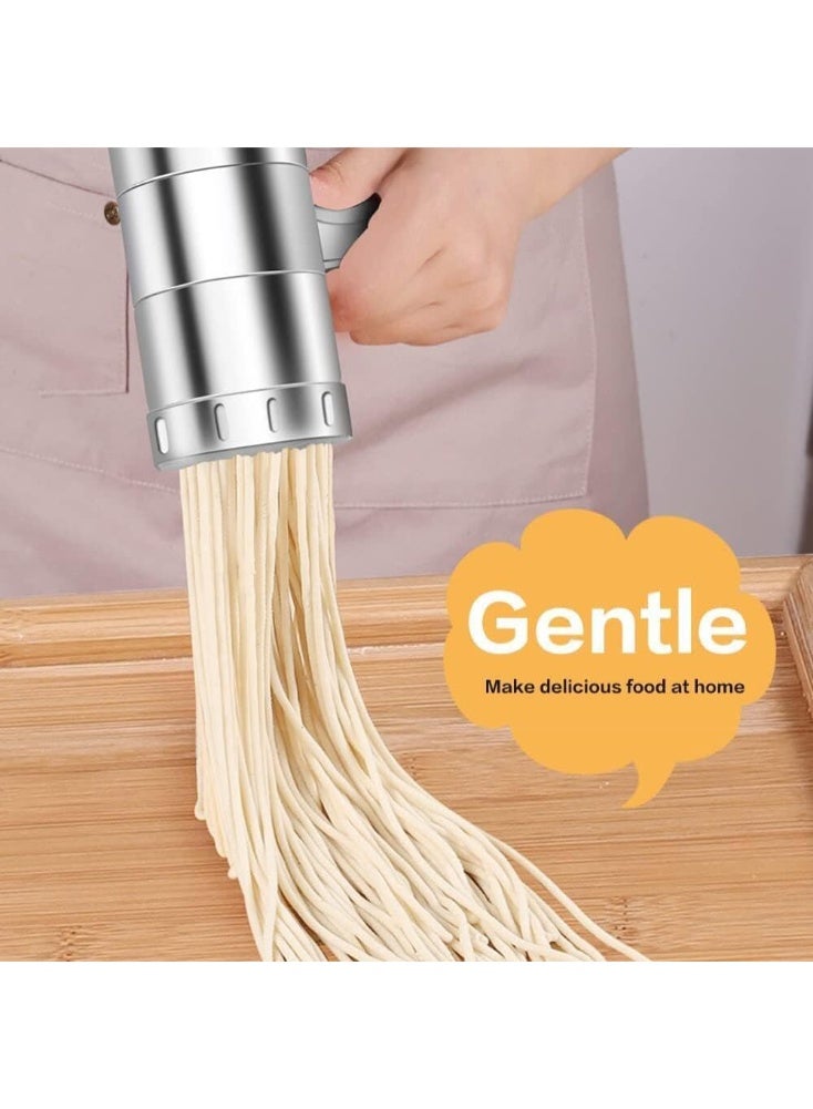 YelaJoy Noodle Maker Machine Manual Pasta Maker with 5 Noodle Mould,Stainless Steel Noodles Press Machine Portable Pasta Machine Tools,Hand Crank Spaghetti Noodle Making Machine Fruit Juicer Squeezer - Image 3