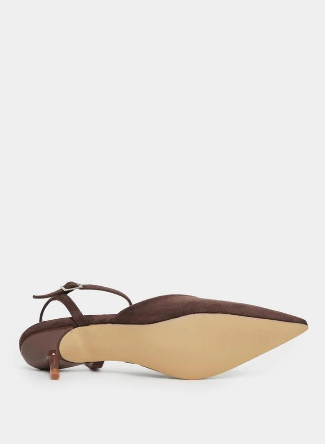 Styli Styli Suede Look Pointed Toe Kitten Heel Shoes