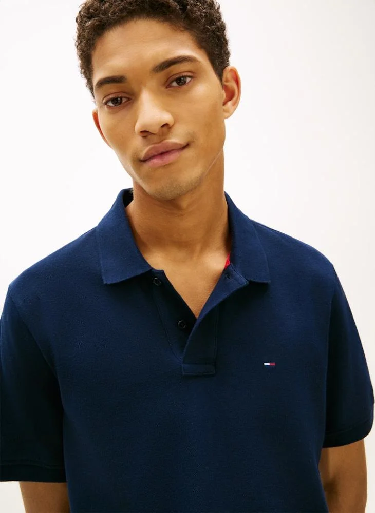 TOMMY JEANS  Hilfiger Flag Regular Fit Pique Polo Shirt for Men | Best Price UAE
