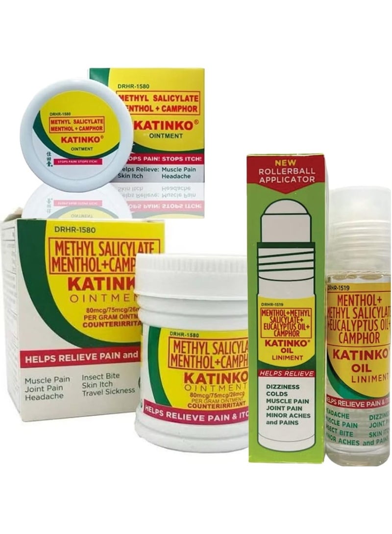 Katinko A range of Katinco ointment and oil products that work to relieve minor aches and pains in muscles and joints and are also used to relieve headaches, insect bites and itchy skin.