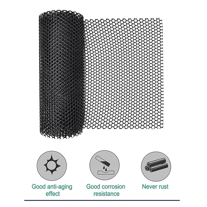 Chicken Wire Chicken Wire Frame Versatile Plastic Mesh Fence 300 * 40cm Poultry Netting for Dogs Rabbit Snake Barrier&Gardening(Black) - Image 2