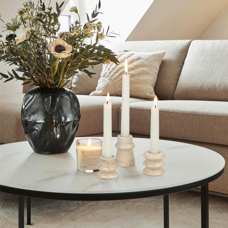 Vixdonos Natural Stone Candle Holder Set of 3 Taper Candle Candlestick Mantle Candle Stand for Home Decor,Wedding,Party and Table Centerpieces(White) - Image 3