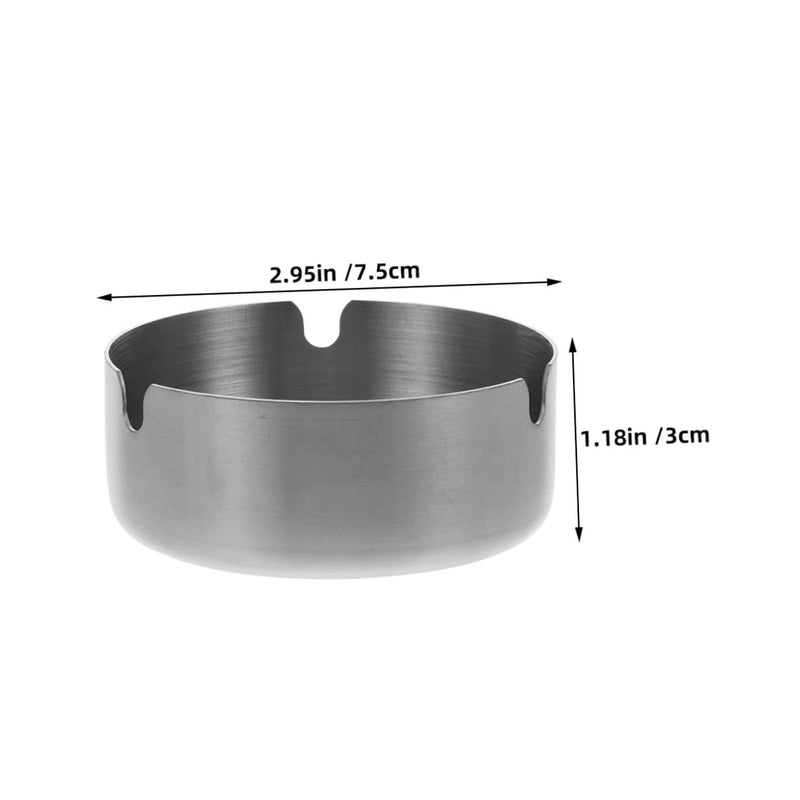 2Pcs 8cm Stainless Steel Round Ashtray Set Modern Cigar Ash Holder for Desktop Indoor Travel - Image 3
