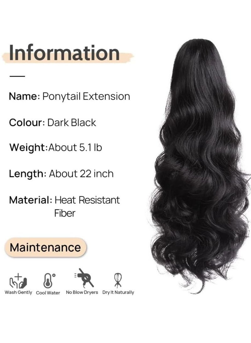 Estelle Hair Extensions Ponytail Extension Claw Wavy Fake Hair Synthetic Clip in Ponytail Wig Daily Fluffy Curly Pony Tail Blonde Hair Pieces for Women - Image 2