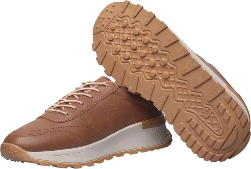 Liger Women's Lace-Up Easy-to-Wear Seasonal Sneakers Sports Shoes Tan