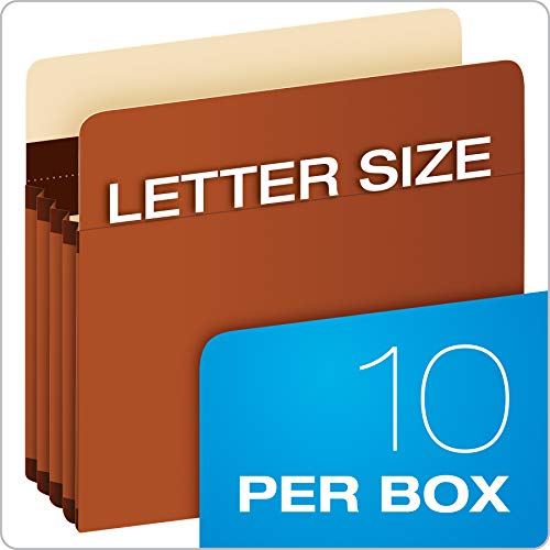 Pendaflex Expanding Accordion File Pockets, Extra Durable, Expands 3.5", Letter Size, Reinforced with Dupont Tyvek Material, 10/Box (15421), Brown - Image 5