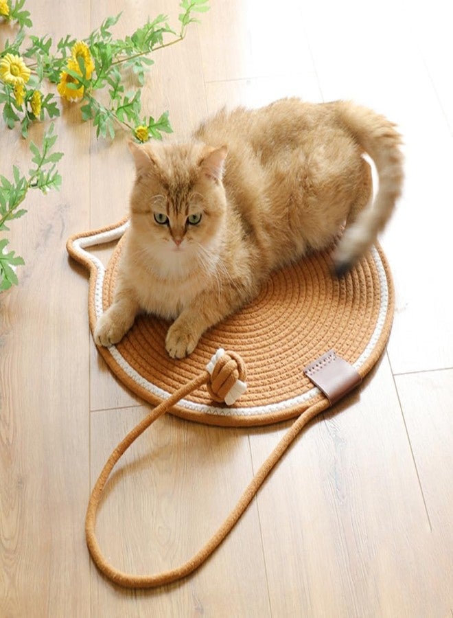 PRETOX Cotton Thread Cat Mat, Hand Woven Cartoon Cat Scratch Pad with Catnip Ball Comfortable Cotton Thread Mat Cat Claw Sharpening Pad for Cats Kittens (Pack of -1 Multicolors) - Image 3