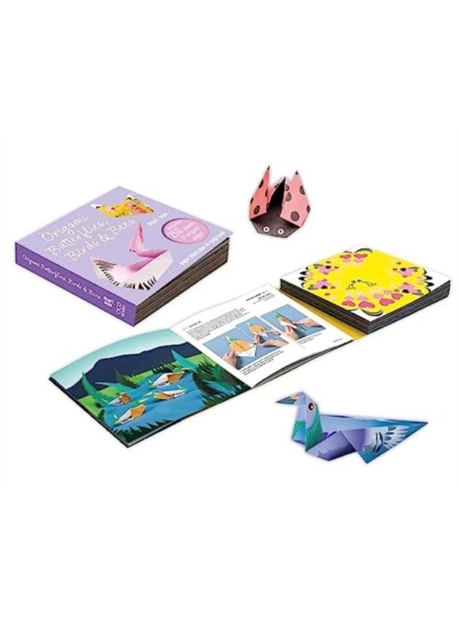 Origami Butterflies Birds Bees Paper Block Plus 64 Page Book - Paperback