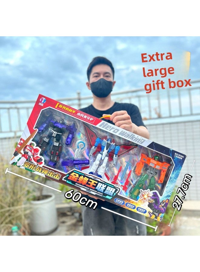 Deformation Toy Robot Car Wasp Optimus Warrior Hand-made Robot Boy Model Toy Gift Box-Color:688-19 God Of War Alliance Combination Set - Image 1