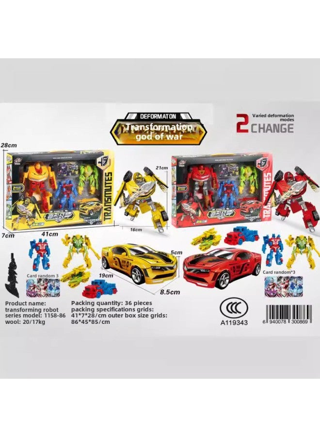 Deformation Toy Robot Car Wasp Optimus Warrior Hand-made Robot Boy Model Toy Gift Box-Color:688-19 God Of War Alliance Combination Set - Image 5