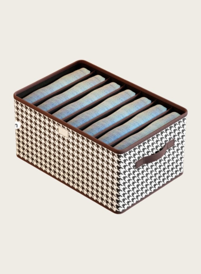 loyal Clothes Storage Box, Household Foldable Clothes And Trousers Storage Box, Wardrobe Storage Partition Storage Box (7 Grids With Cover)  - Image 1