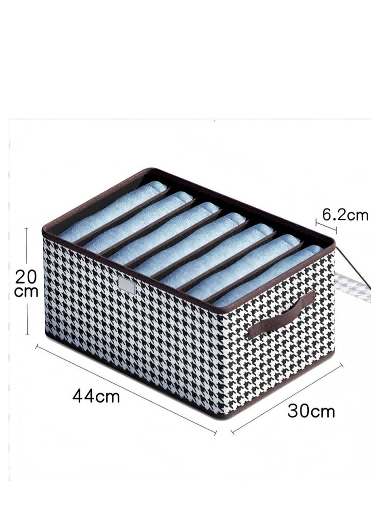 loyal Clothes Storage Box, Household Foldable Clothes And Trousers Storage Box, Wardrobe Storage Partition Storage Box (7 Grids With Cover)  - Image 2