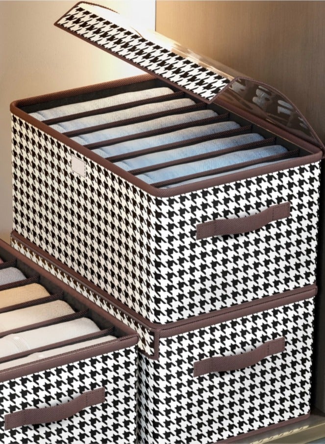 loyal Clothes Storage Box, Household Foldable Clothes And Trousers Storage Box, Wardrobe Storage Partition Storage Box (7 Grids With Cover)  - Image 4