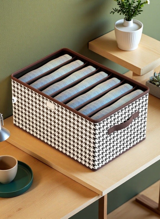 loyal Clothes Storage Box, Household Foldable Clothes And Trousers Storage Box, Wardrobe Storage Partition Storage Box (7 Grids With Cover)  - Image 3
