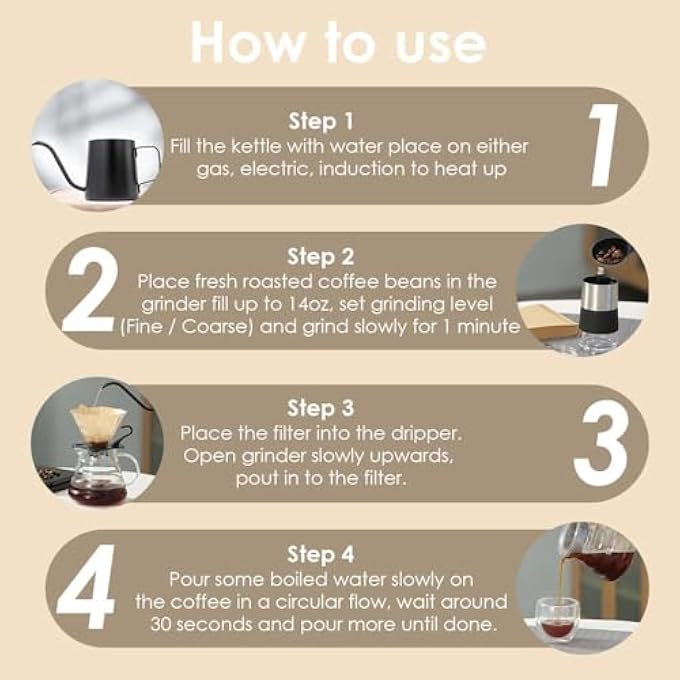 FIPKA Coffee Maker Set Pour Over Coffee Maker Set With Portable Carry Case Coffee Scale Coffee Pot Coffee Filter Coffee Grinder - Image 3