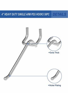 Y&D Pegboard Hooks, Peg Super Heavy Duty Metal Shelving with Ball Assortment Sturdy Fits 1/4” Garage Storage Organizer 10Packs 4 inch  - Image 2
