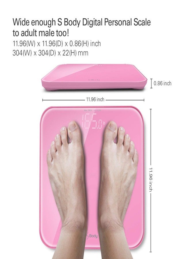VisionTechShop S Body High Precision Ultra Wide Digital Body Weight Bathroom Scale up to 396lb/180kg, Super-Clear Large LED Display,Step-On Technology, Pink - Image 4