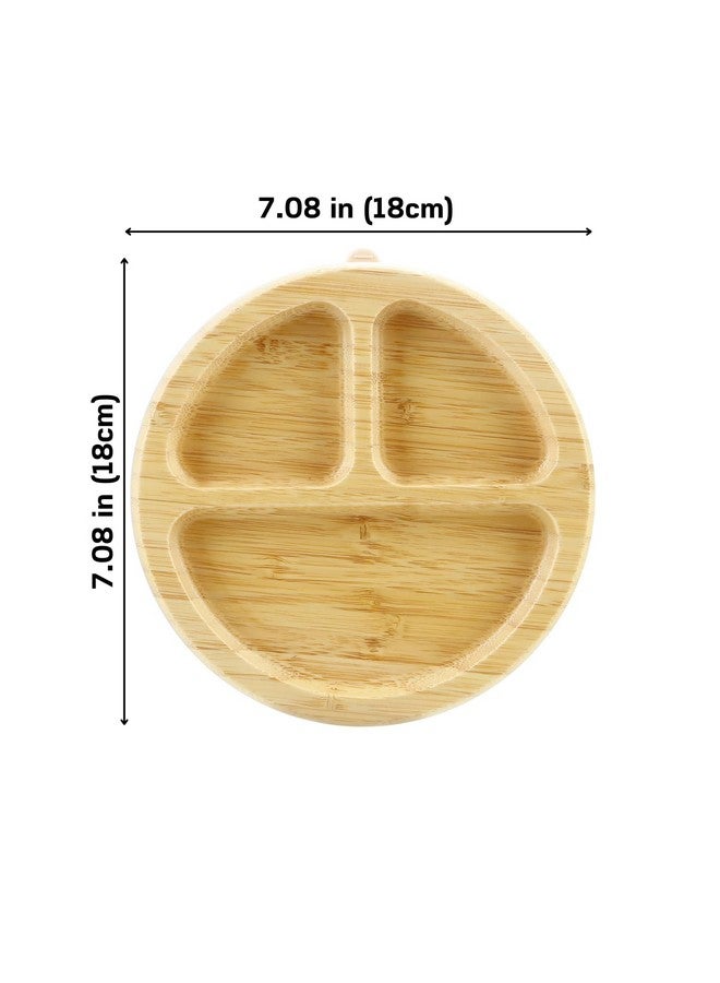باندا إير طبق شفط من الخيزران من PandaEar، أطباق خشبية للأطفال مع ملاعق سيليكون للأطفال الصغار والأطفال، أطباق خشبية مقسمة غير قابلة للانزلاق، لوازم تغذية - Image 4