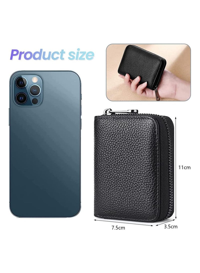 Accordion Card Holder Wallet, 20 Rfid Blocking Accordion Wallet with Zipper, Card Slots Credit Card Holder Wallet, Multiple Credit Card Holder, Leather Small Card Holder for Men Women (Black)  - Image 5