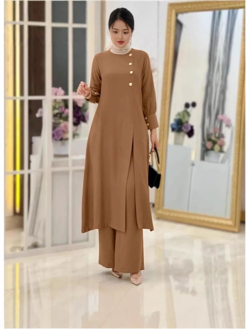 Muslim Two-Piece Side Slit Robe