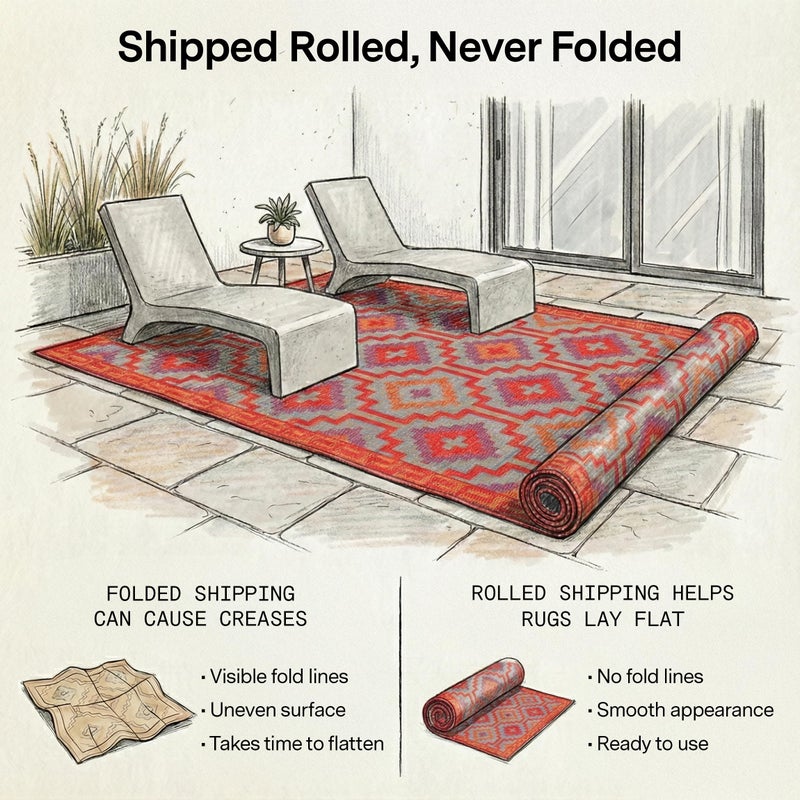 Fab Habitat Outdoor Rug - Waterproof, Fade Resistant, Crease-Free, Reversible - Premium Recycled Plastic - Vintage Boho Kilim - Patio, Porch, Deck, Balcony - Lhasa - Orange & Violet - 5 x 8 ft - Image 5