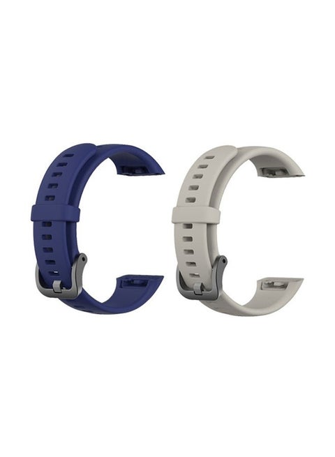 2-Piece Replacement Silicone Strap For Huawei Band 6 Navy/Grey