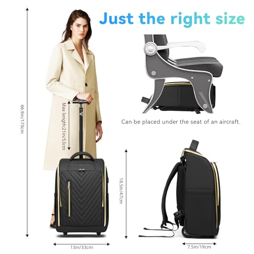 GOTECH Rolling Backpack Waterproof Commuter Backpack with Wheels for Business, Laptop Compartment for 15.6-Inch Laptop, Wheeled Carry-On Bag for Adults - Image 5