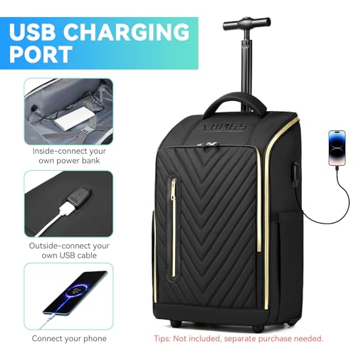 GOTECH Rolling Backpack Waterproof Commuter Backpack with Wheels for Business, Laptop Compartment for 15.6-Inch Laptop, Wheeled Carry-On Bag for Adults - Image 3