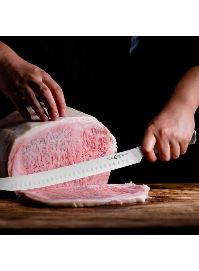 TUO Cimitar Butcher Knife - 14 Inch Butcher's Breaking Knife Long Meat Slicing Knives Pro Curved Slicer Carver - Forged German Steel with Full-Tang Pakkawood Handle - Fiery Series Gift Box Included - Image 2