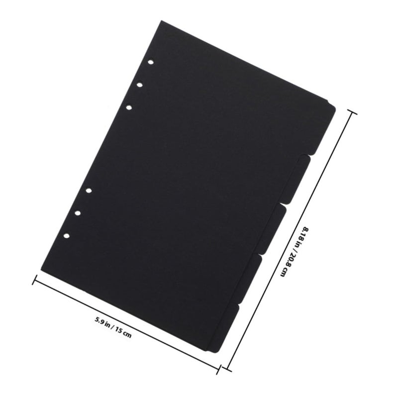 A5 Binder Dividers 6 Sets Black Index Tabs Loose Leaf Page Markers for Notebook Organizing Office Filing - Image 3