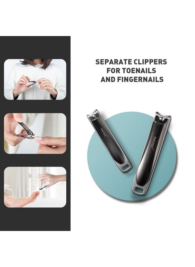 Nail Clipper Set Ergonomic Toenail Clippers With Nonslip Design Professional Fingernail Clipper For Men And Women With Nail File And Delicate Tin Case 2 Pcs