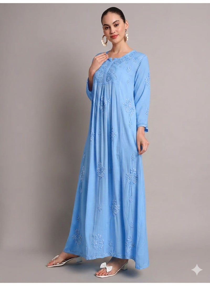 Alaya Hand Embroidered Chikankari Rayon Jalabiya-AL4012 - Image 3