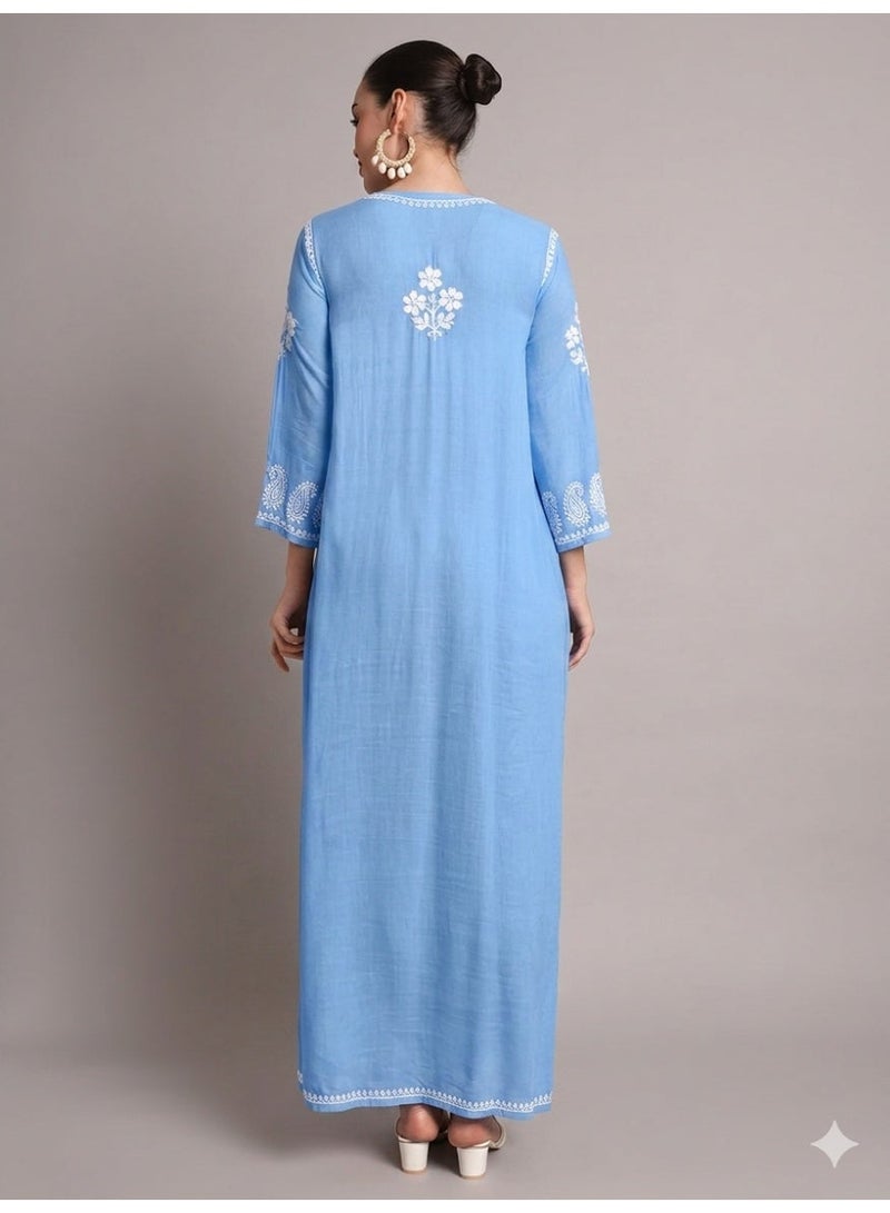 Alaya Hand Embroidered Chikankari Rayon Jalabiya-AL4012 - Image 2
