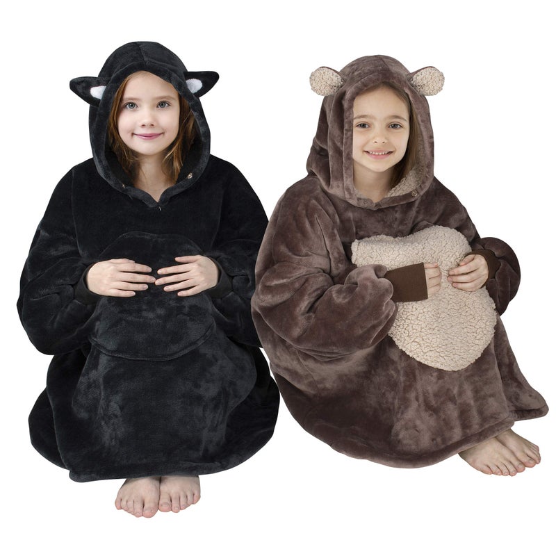 Catalonia Cat Wearable Hoodie Blanket Sweatshirt  Oversized Comfortable Hooded Pullover Jacket For 7-16 Yr Teens Youth Kids  Gift Idea - Image 2